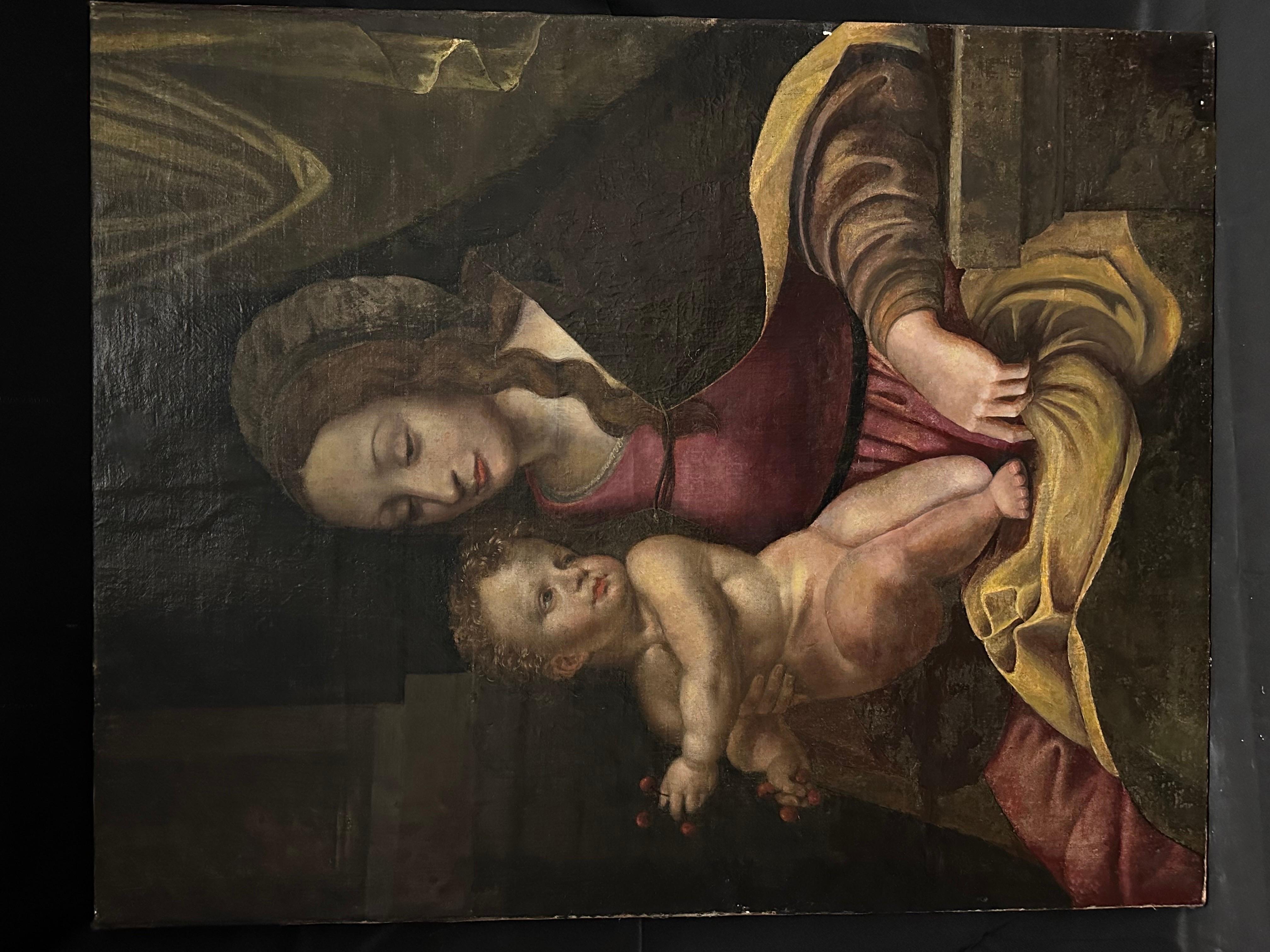1600's Flemish Old Master Oil Painting The Virgin & Child Mastertpiece Work For Sale 2
