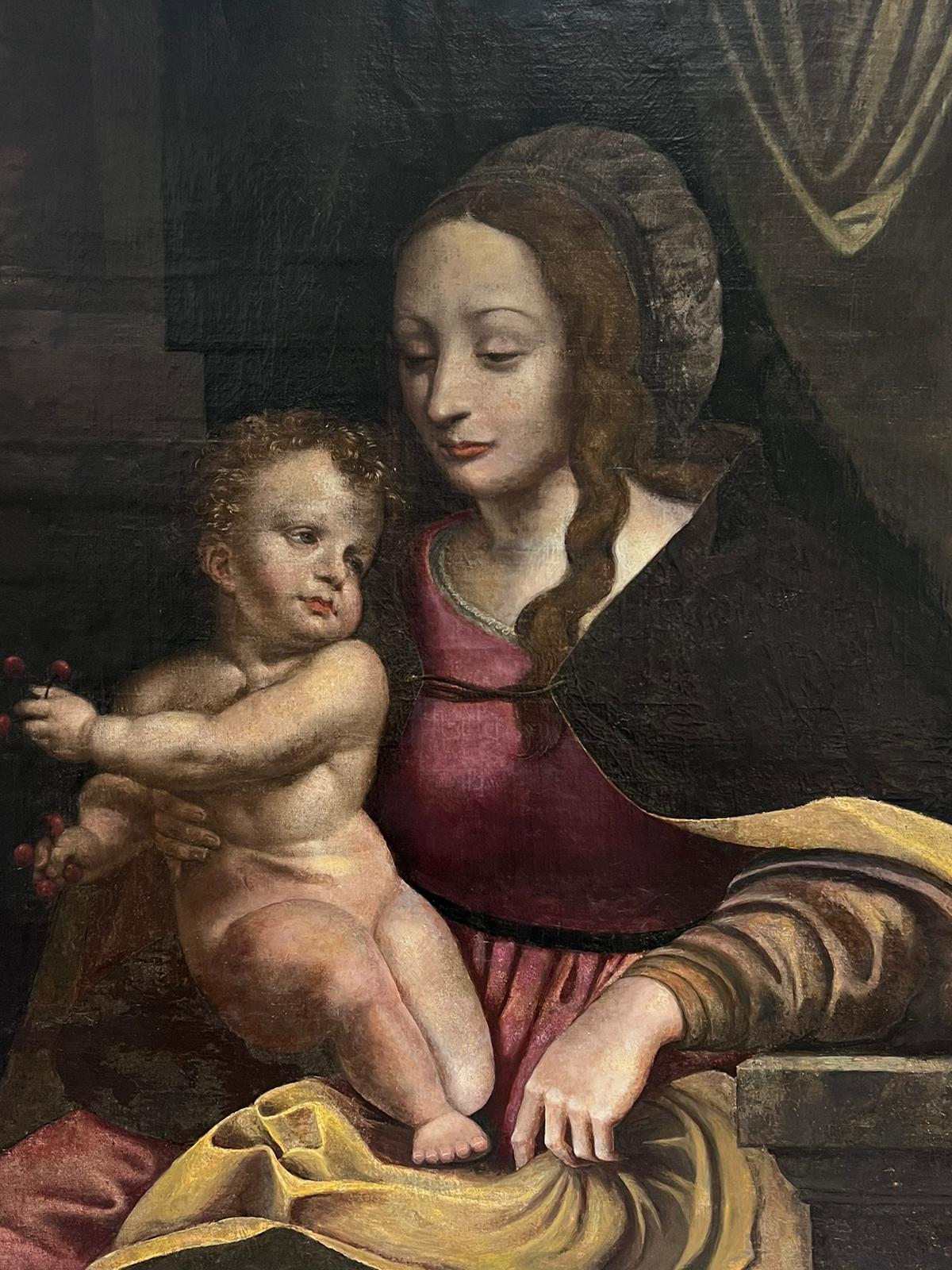 Cornelis van Cleve Figurative Painting - 1600's Flemish Old Master Oil Painting The Virgin & Child Mastertpiece Work