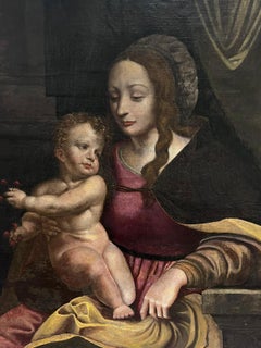 1600's Flemish Old Master Oil Painting The Virgin & Child Mastertpiece Work