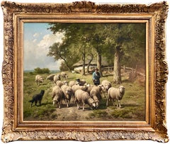 'The Shepherd with his Flock' by Cornelis Van Leemputten ( 1841 – 1902 )