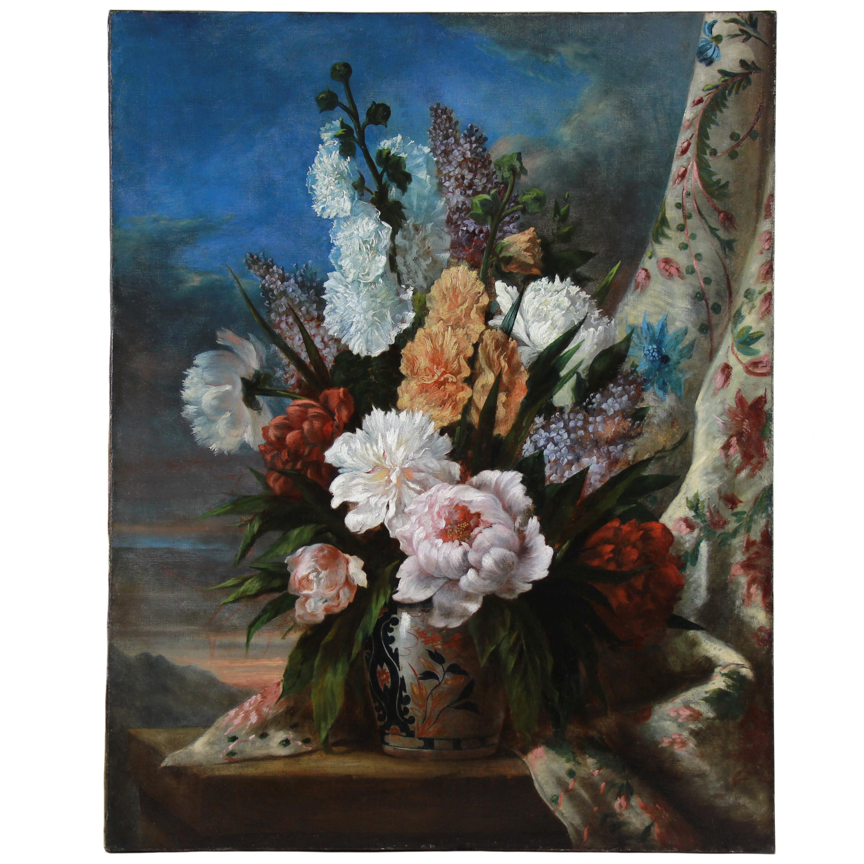Cornelis Van Spaendonck (attr.) Still-Life Painting - Oil On Canvas "Still life with flowers and vase" Atr. to Cornelis van Spaendonck