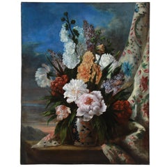 Antique Oil On Canvas "Still life with flowers and vase" Atr. to Cornelis van Spaendonck