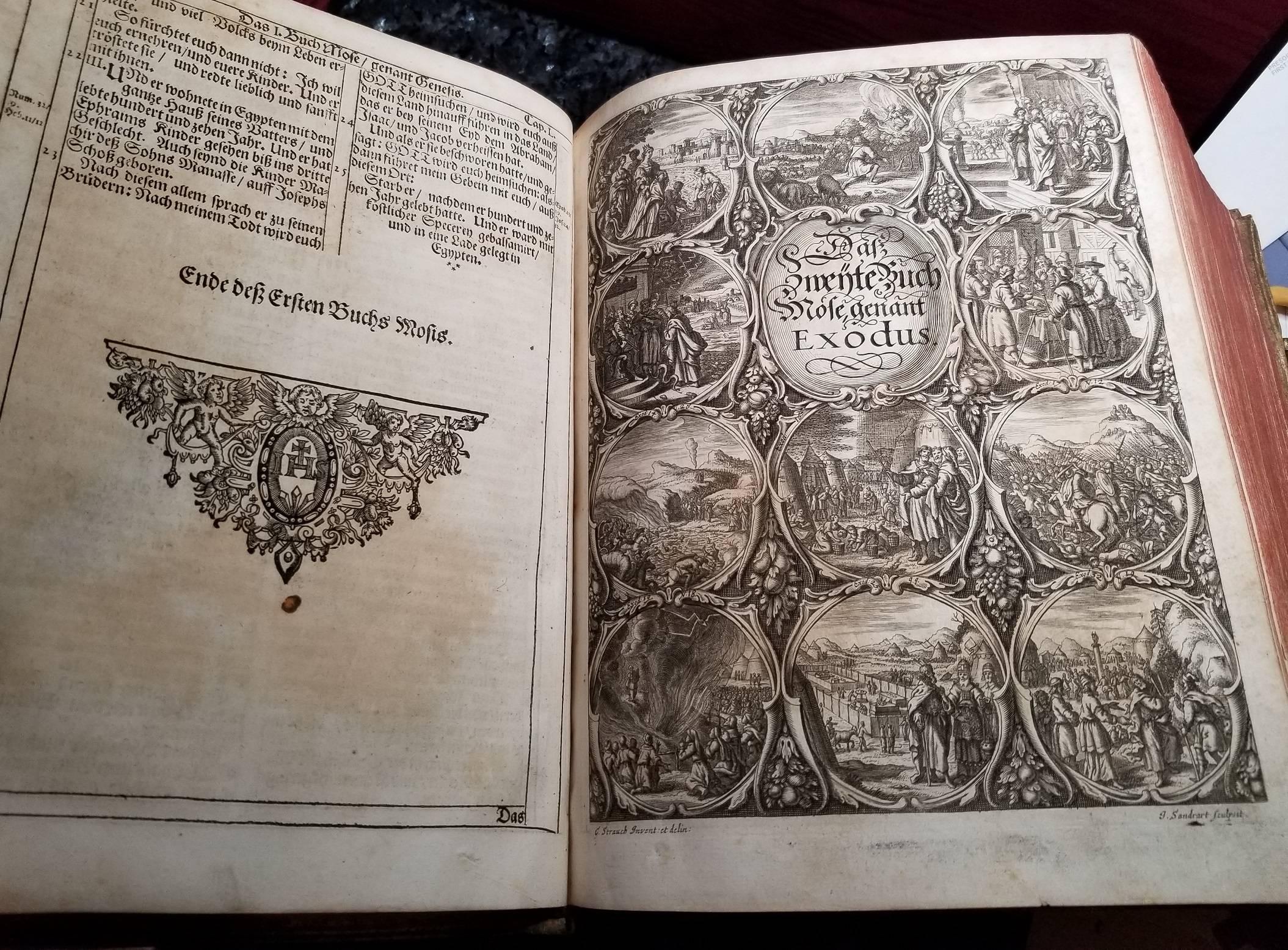 1662 Mainz Bible. Complete. German. Catholic. Antique Engravings Woodcuts Vellum For Sale 5
