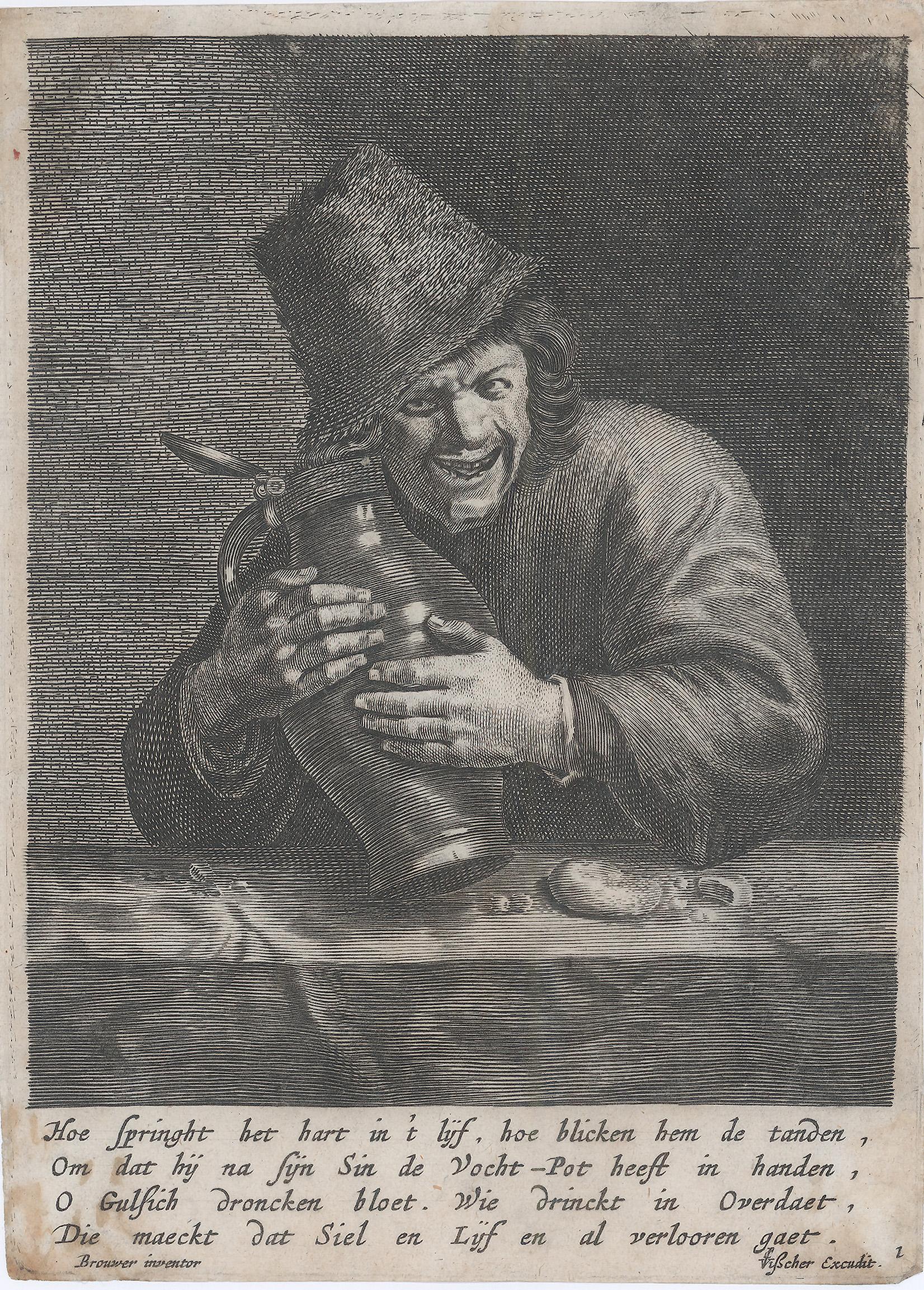 Figurative Print Cornelis Visscher - Boire avec excès