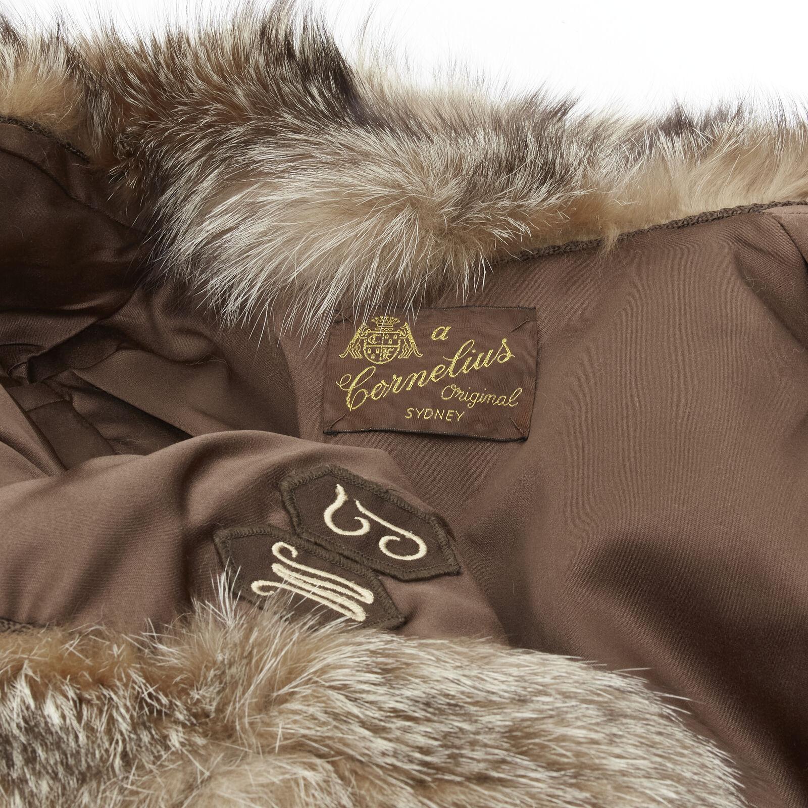 CORNELIUS brown fur shawl collar long sleeve hook eye fur jacket For Sale 5