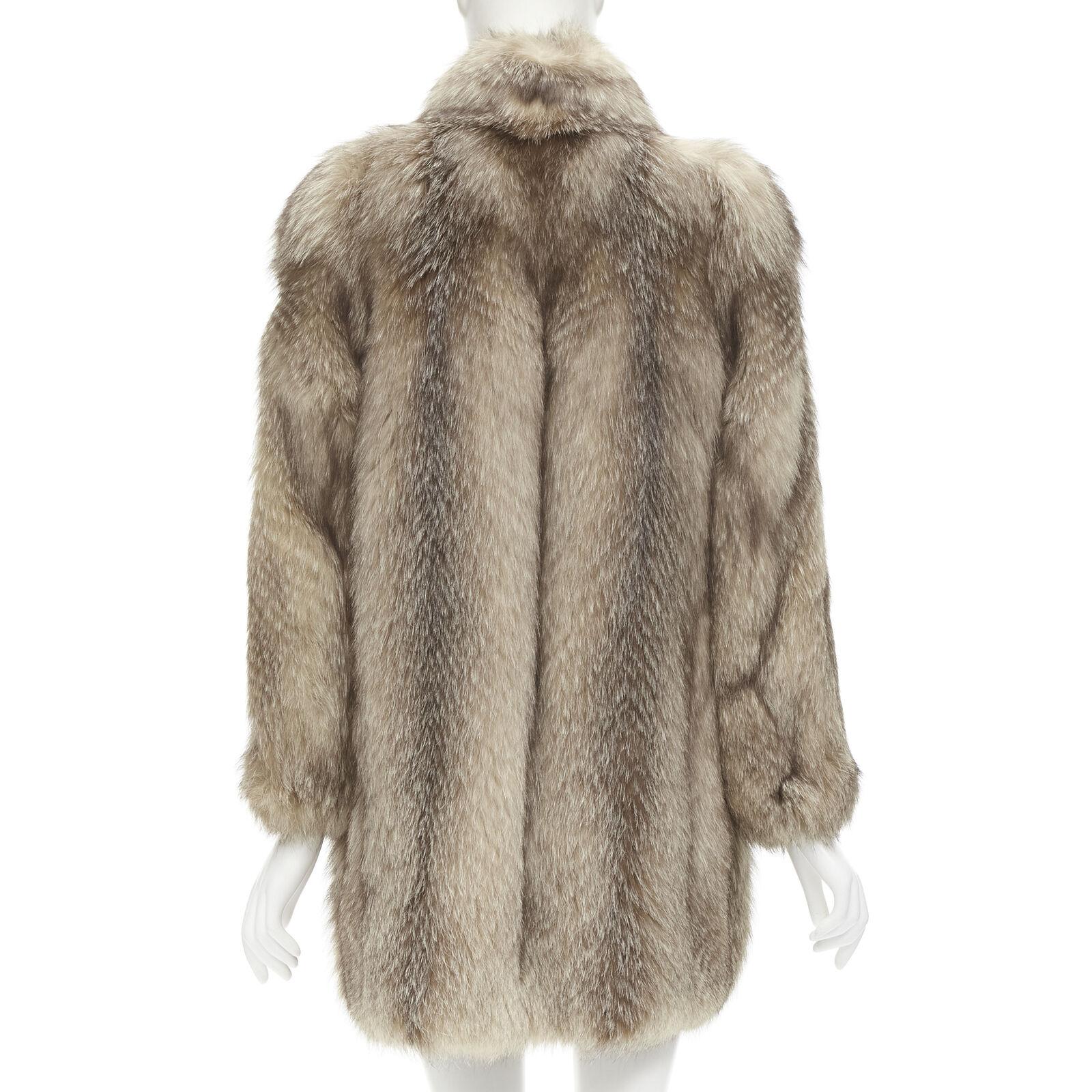 CORNELIUS brown fur shawl collar long sleeve hook eye fur jacket For Sale 1