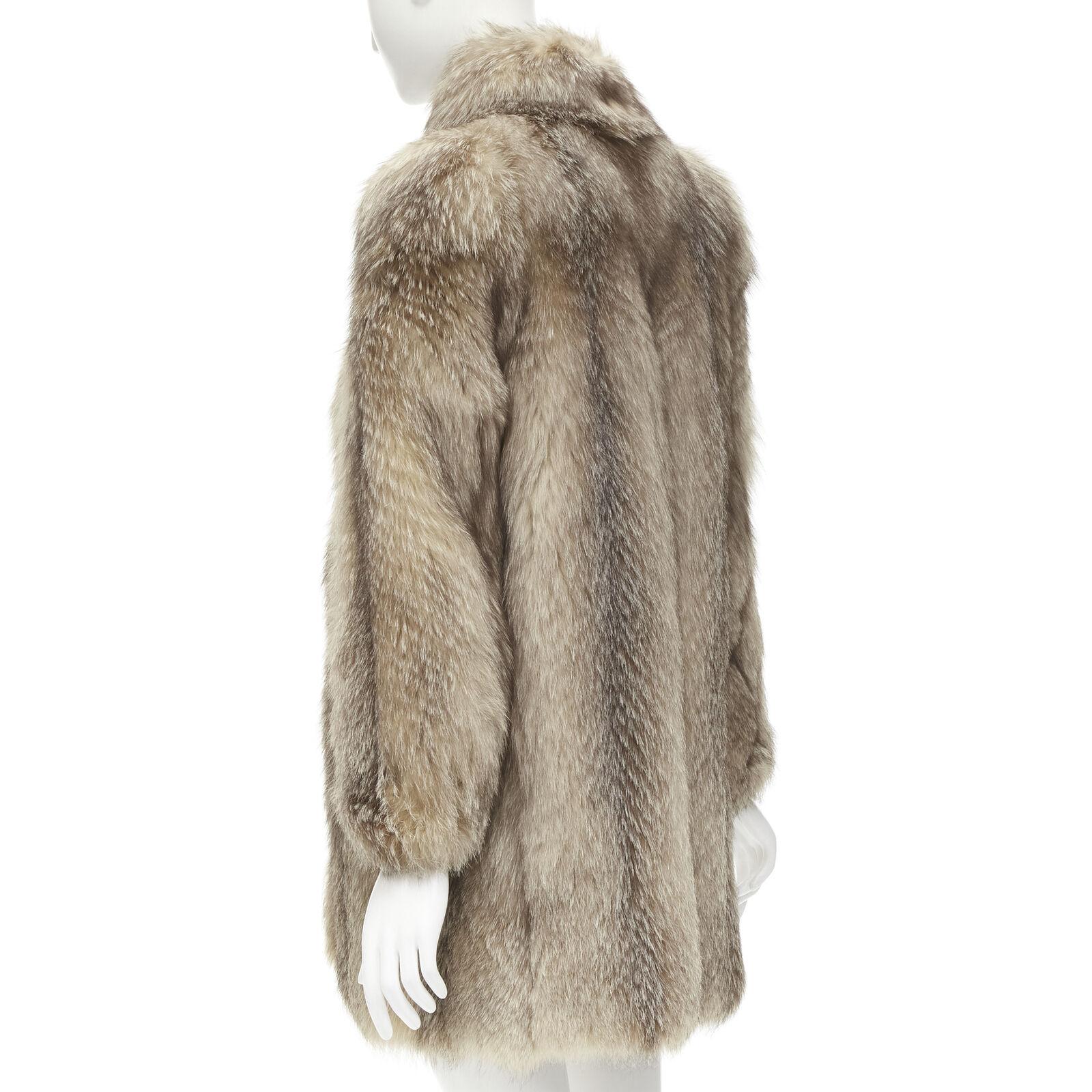 CORNELIUS brown fur shawl collar long sleeve hook eye fur jacket For Sale 2