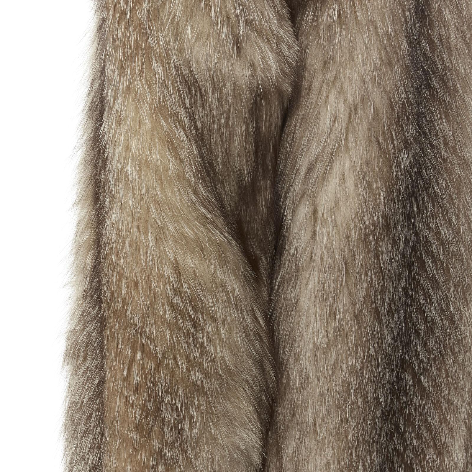 CORNELIUS brown fur shawl collar long sleeve hook eye fur jacket For Sale 3