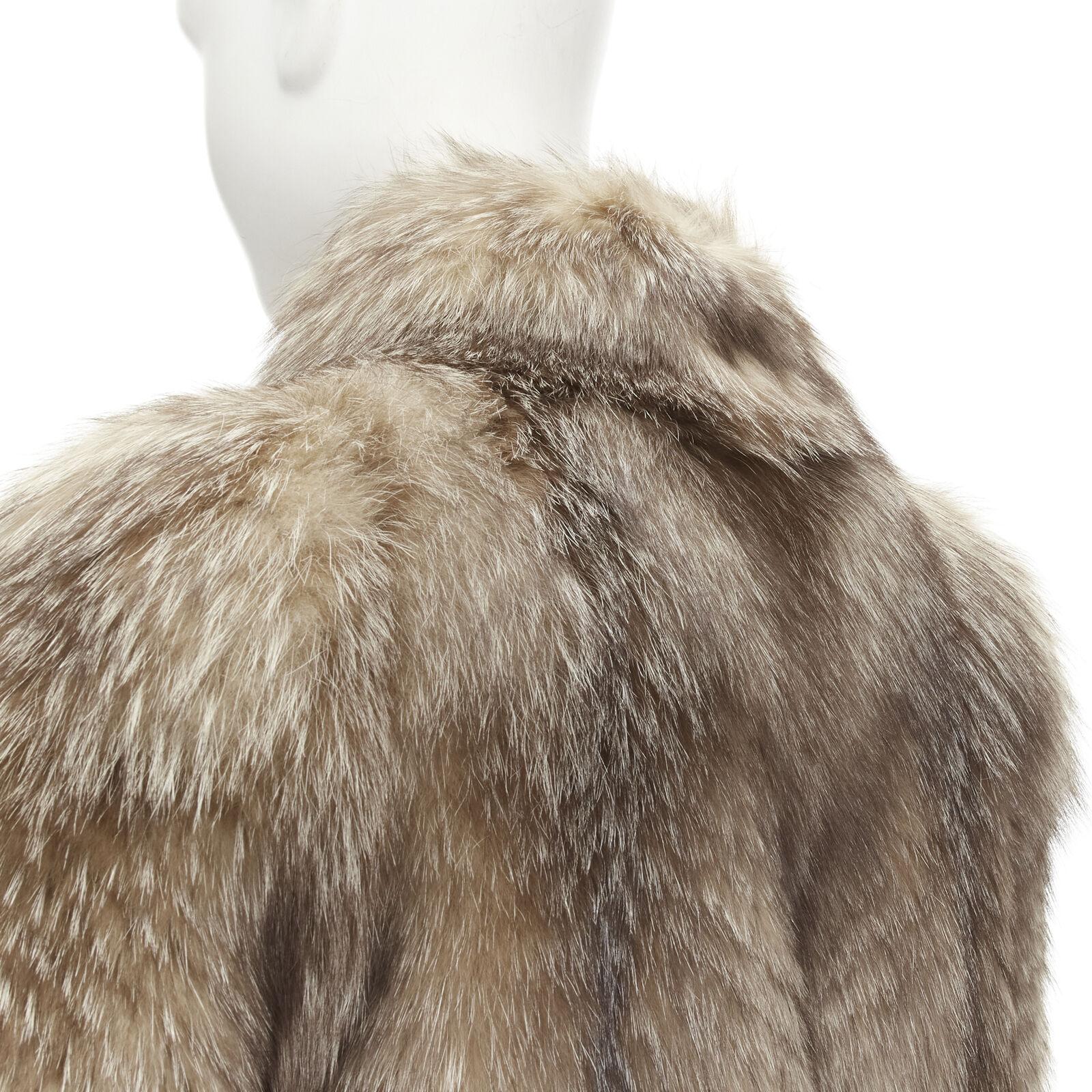 CORNELIUS brown fur shawl collar long sleeve hook eye fur jacket For Sale 4
