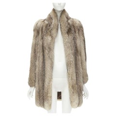 CORNELIUS brown fur shawl collar long sleeve hook eye fur jacket