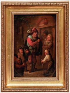 Cornelius Dusart – Ölgemälde aus dem 19. Jahrhundert, „Vor der Taverne“
