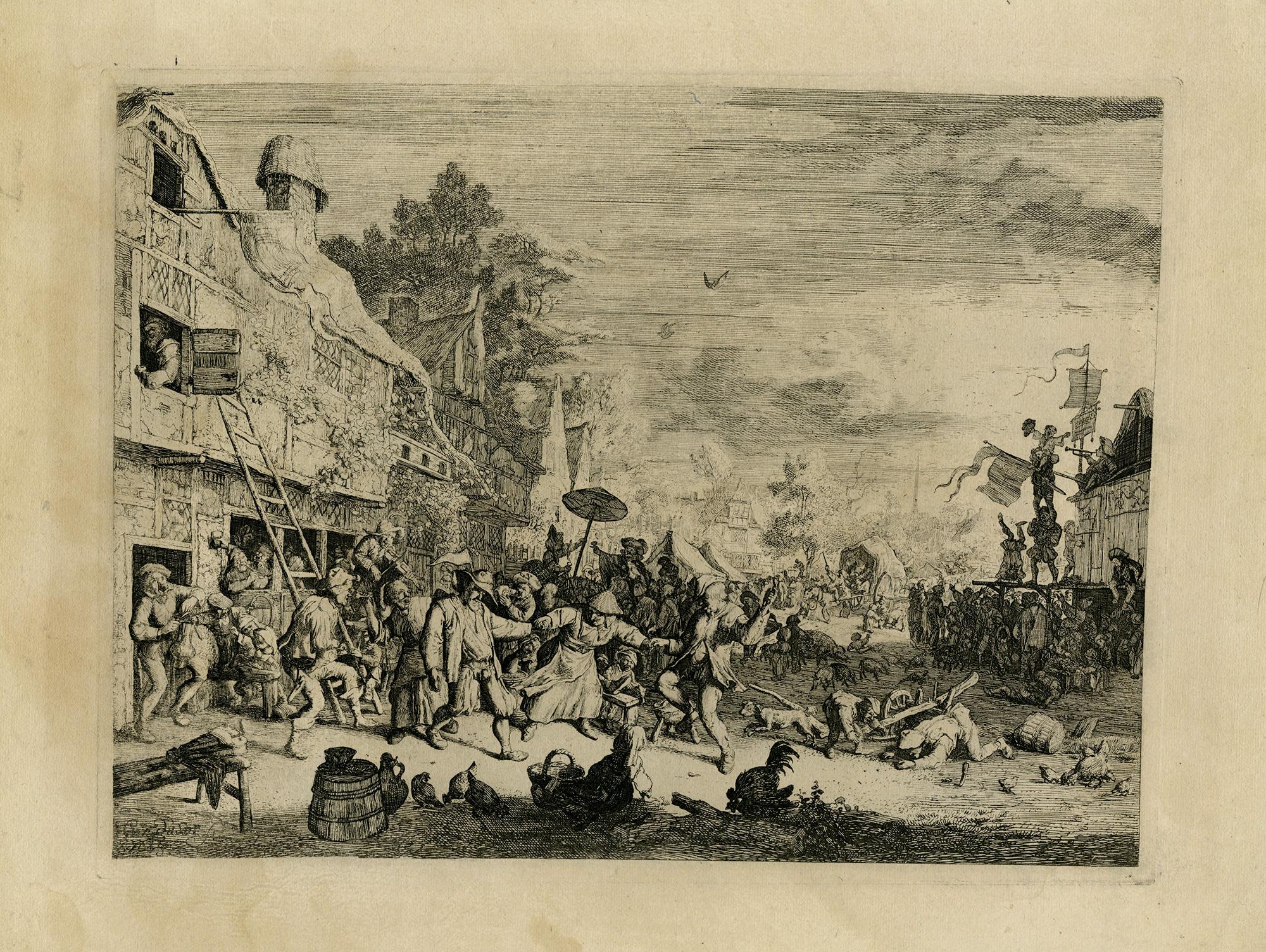 The Large Village Fair - Print by Cornelis Dusart