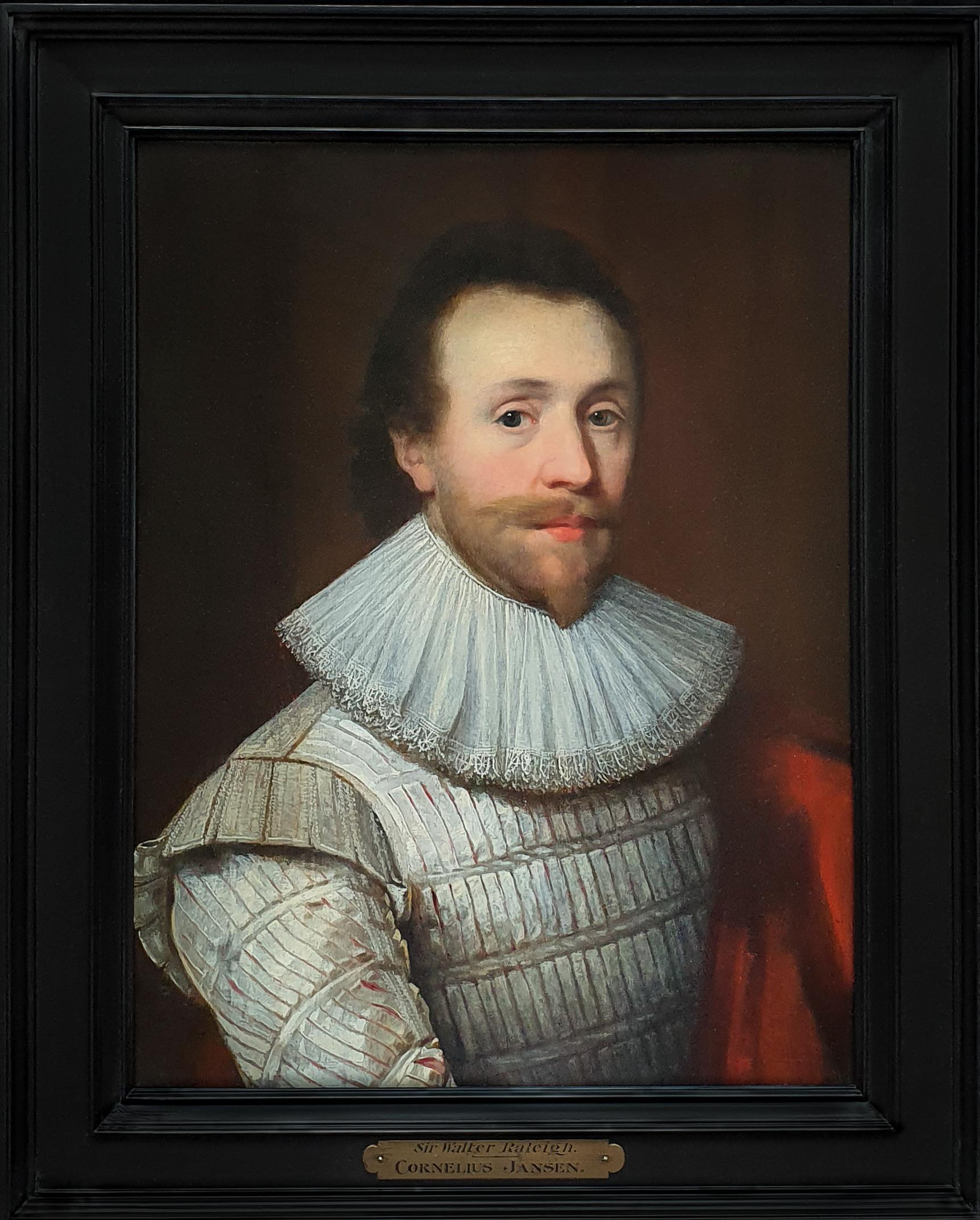 Cornelius Johnson Portrait Painting - Portrait of a Gentleman in a White Slashed Doublet c.1620, Sir Walter Raleigh
