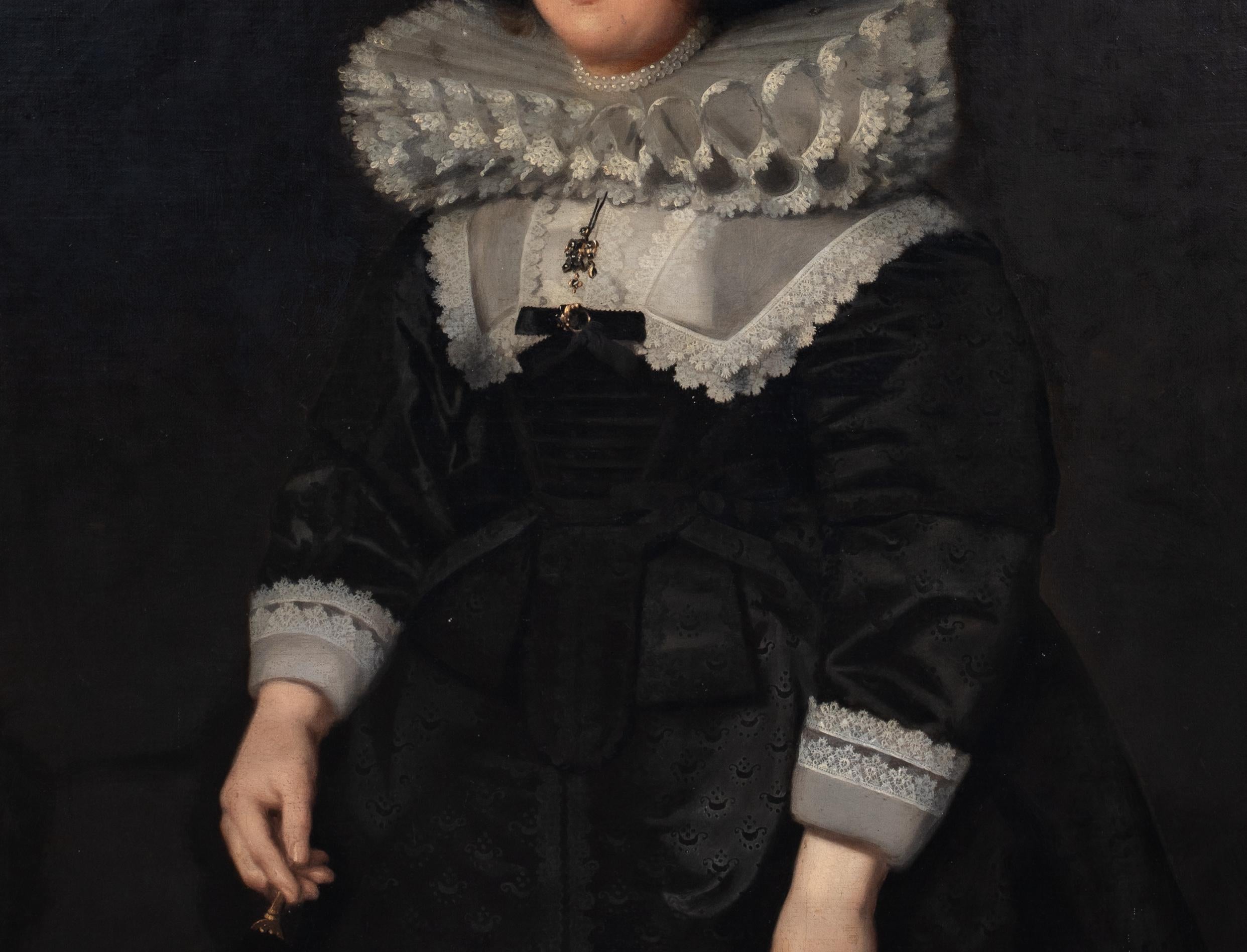 Portrait Of A Lady Identified As Anne Holte (Nee Littleton) Of Aston Hall, 17th Century 

attributed to Cornelius Johnson (1593-1661)

Large 17th Century English Old Master portrait of a lady traditionally identified as Anne Holte, oil on canvas.
