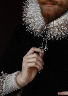 Portrait of Sir Henry Wotton in a Black Doublet & Ruff, Fine & Rare Carved Frame