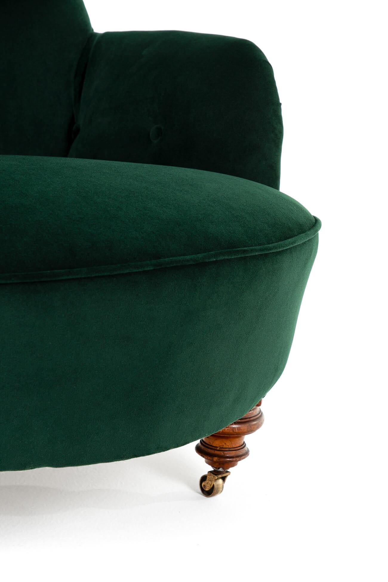 Upholstery Cornelius V. Smith Green Velvet Armchair For Sale
