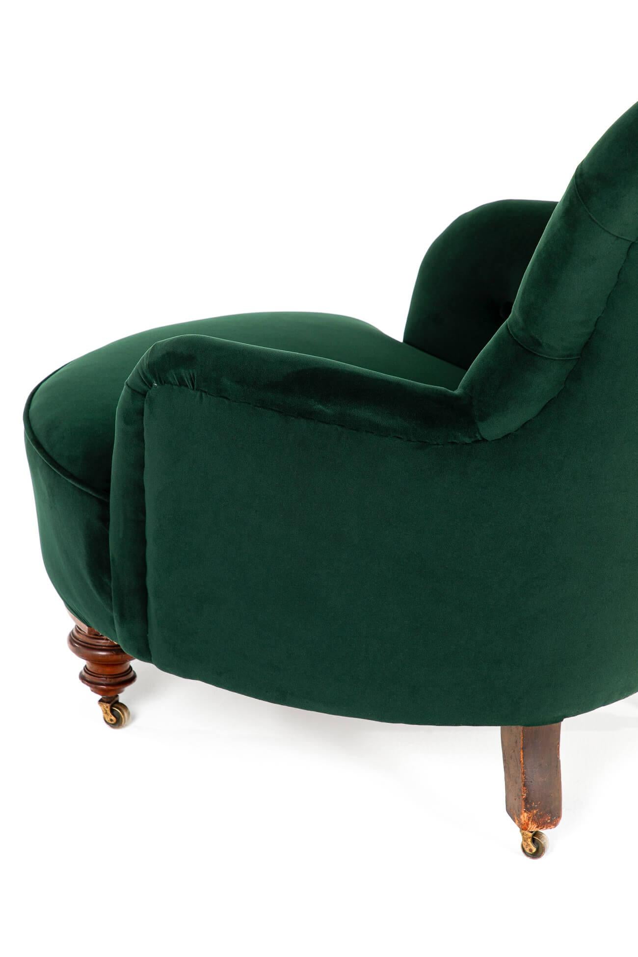 Cornelius V. Smith Green Velvet Armchair For Sale 1