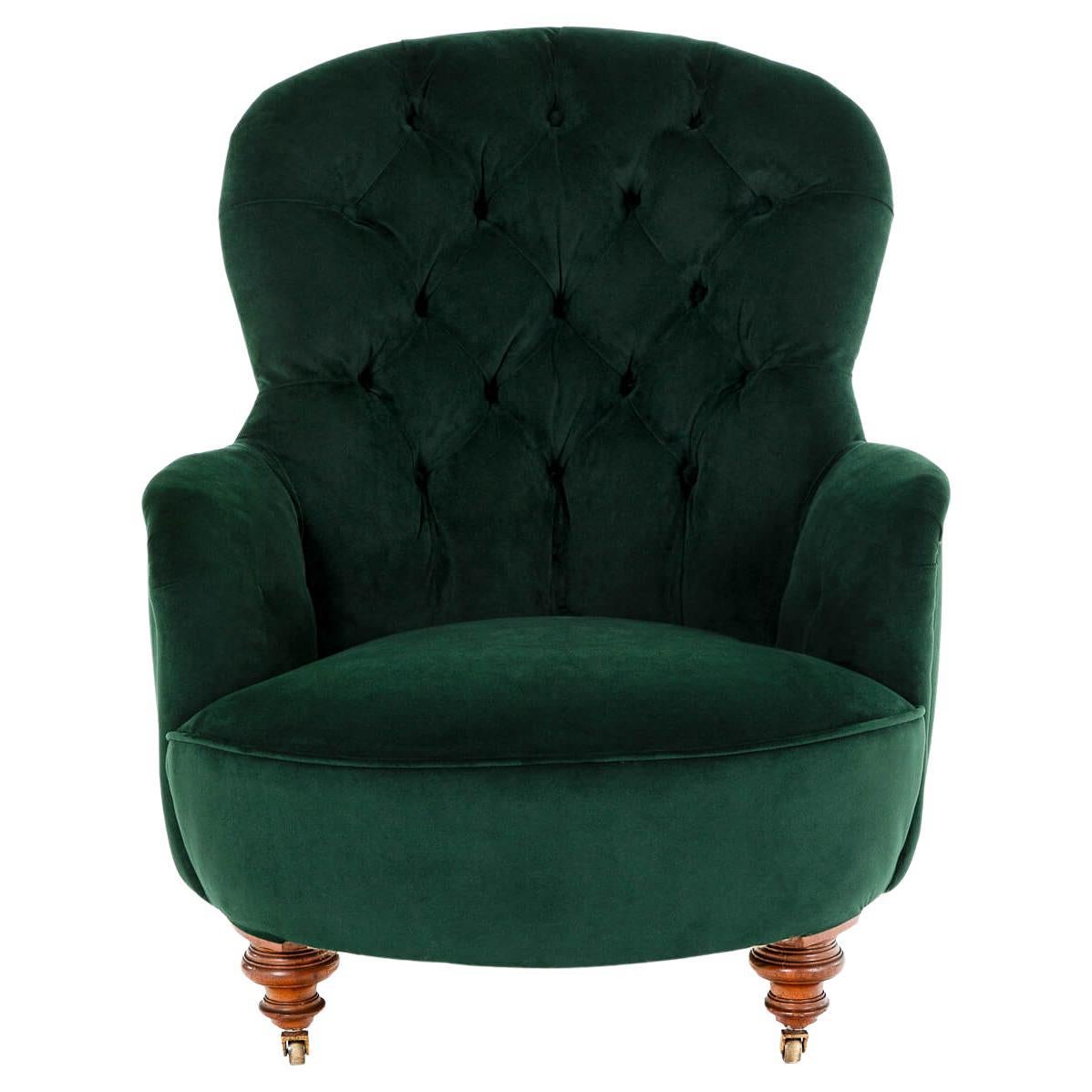 Cornelius V. Smith Green Velvet Armchair