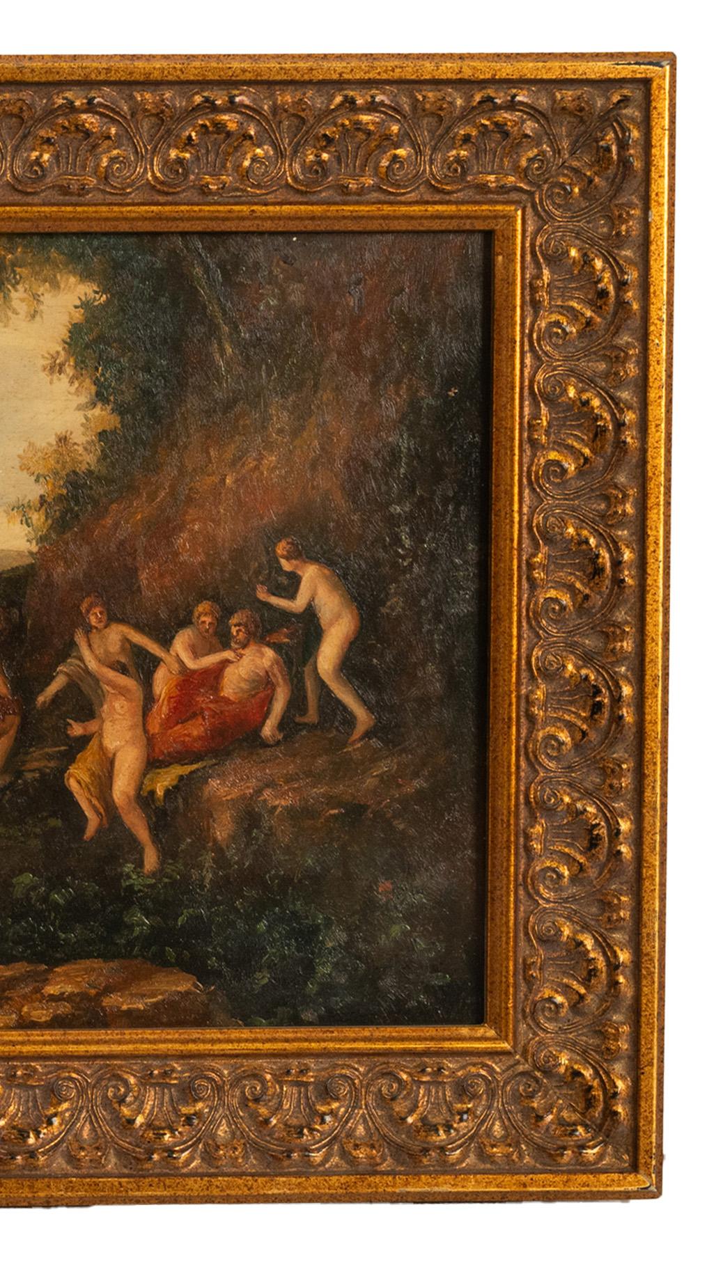 Antique 19th Century Neoclassical Bacchanal Painting Dancing of the Nymphs 1850 For Sale 3