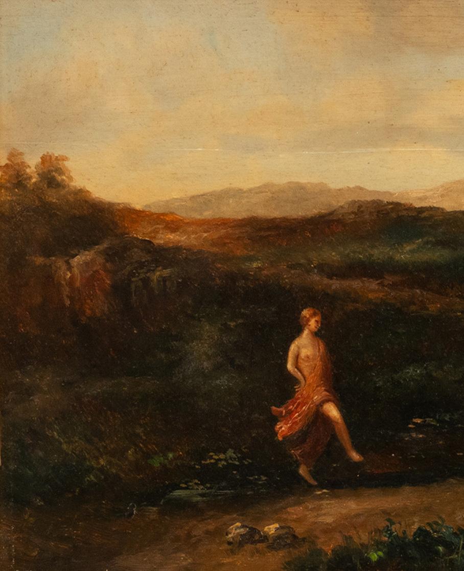 Ancienne peinture néoclassique du 19ème siècle - Dansant des nymphes - 1850 en vente 5