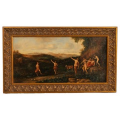 Antikes neoklassizistisches Bacchanisches Gemälde des 19. Jahrhunderts, Tanz der Nymphen 1850