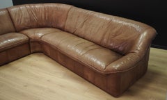 Corner Brown Leather Sofa 1960s Vintage Leather