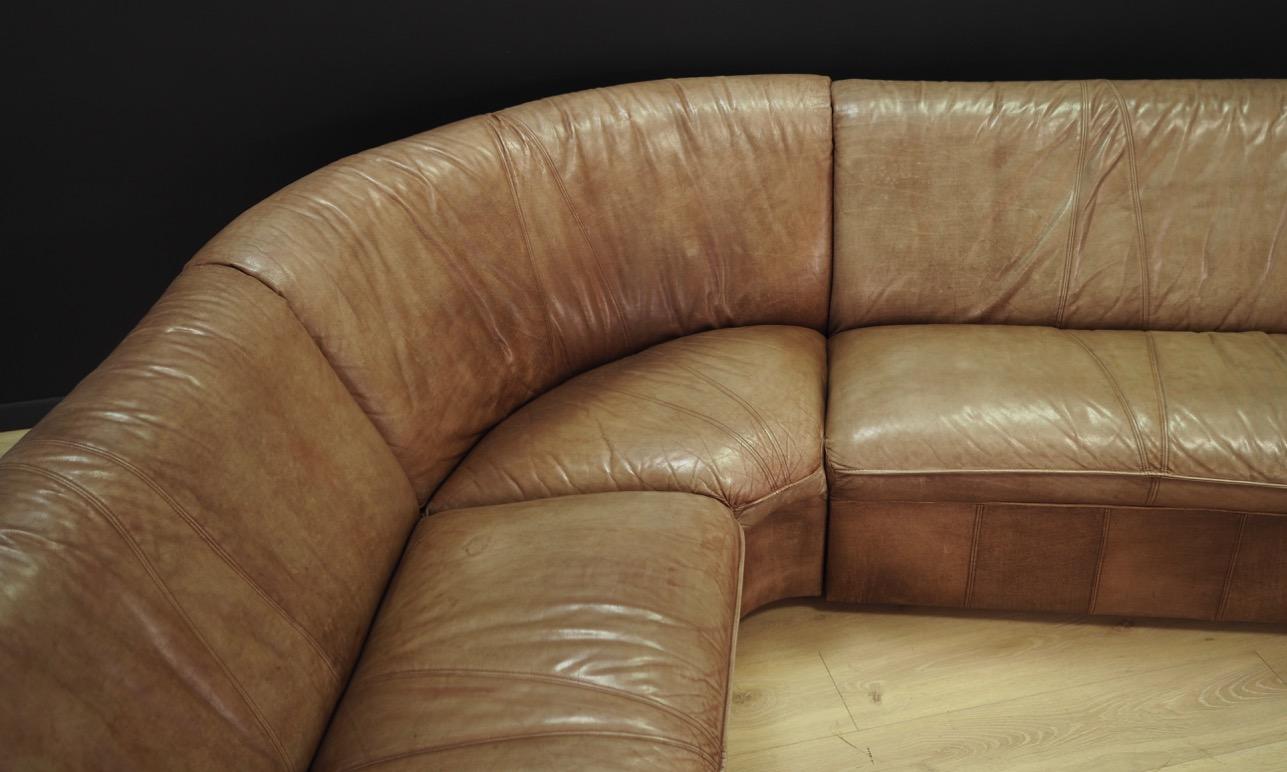 Scandinavian Modern Corner Brown Leather Sofa 1960s Vintage Leather For Sale