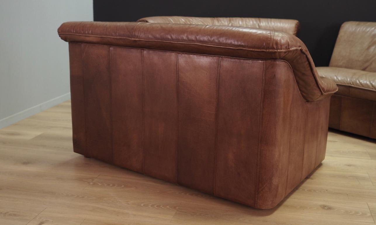 Scandinavian Corner Brown Leather Sofa 1960s Vintage Leather For Sale