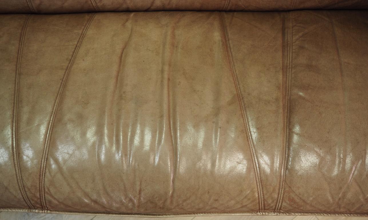 Corner Brown Leather Sofa 1960s Vintage Leather For Sale 1