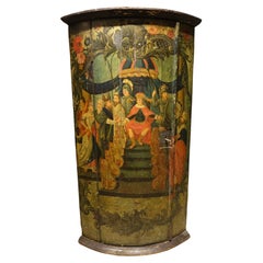 Antique Corner  Cabinet In Painted Wood, Spa? , 18th Century 