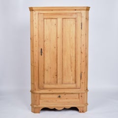 Corner Cabinet In Solid Pine & Brass Fittings From 1920s Corner Cabinet In Solid Pine & Brass Fittings From 1920s