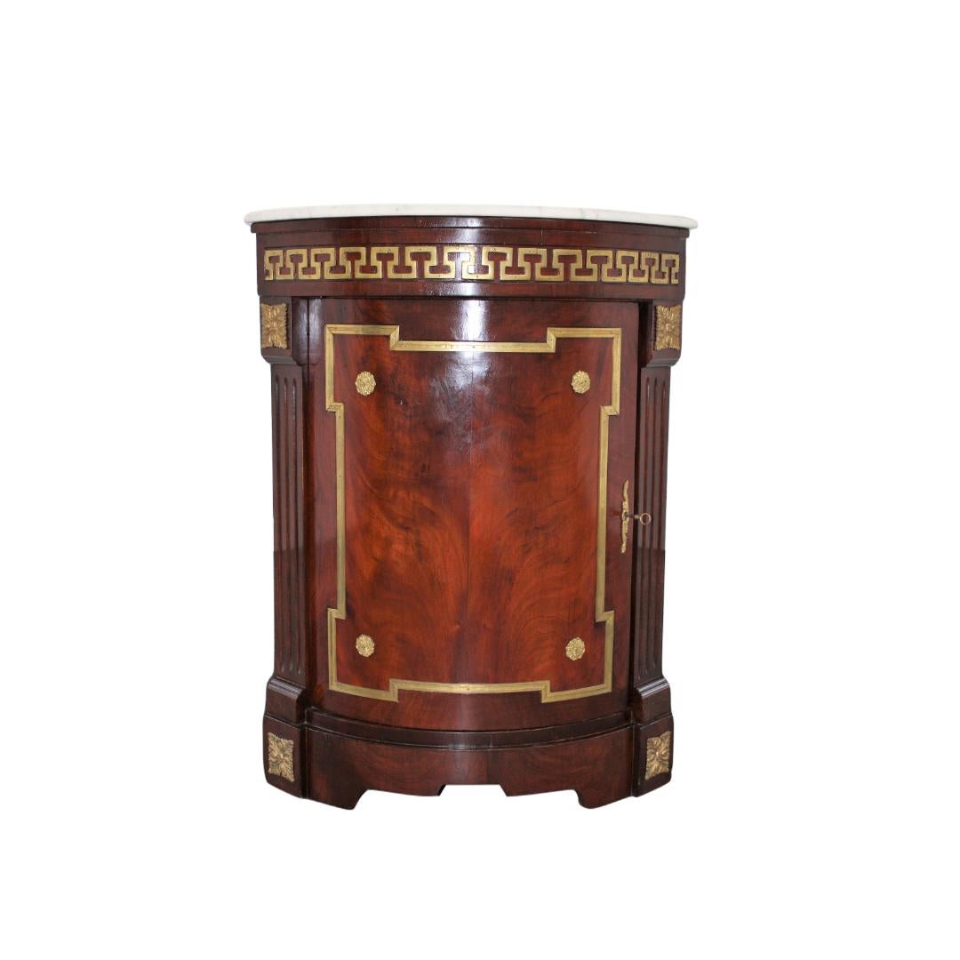 Corner Cabinet Marble Top W/ Gilded Brass Decoration For Sale 2