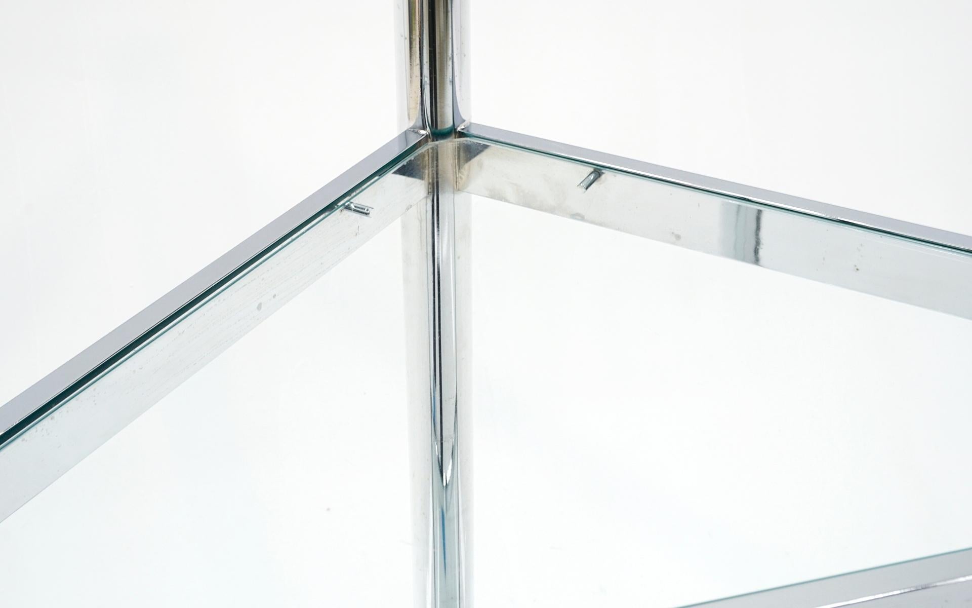 Mid-Century Modern Corner Chrome and Glass Etagere / Shelves in the Style of Milo Baughman