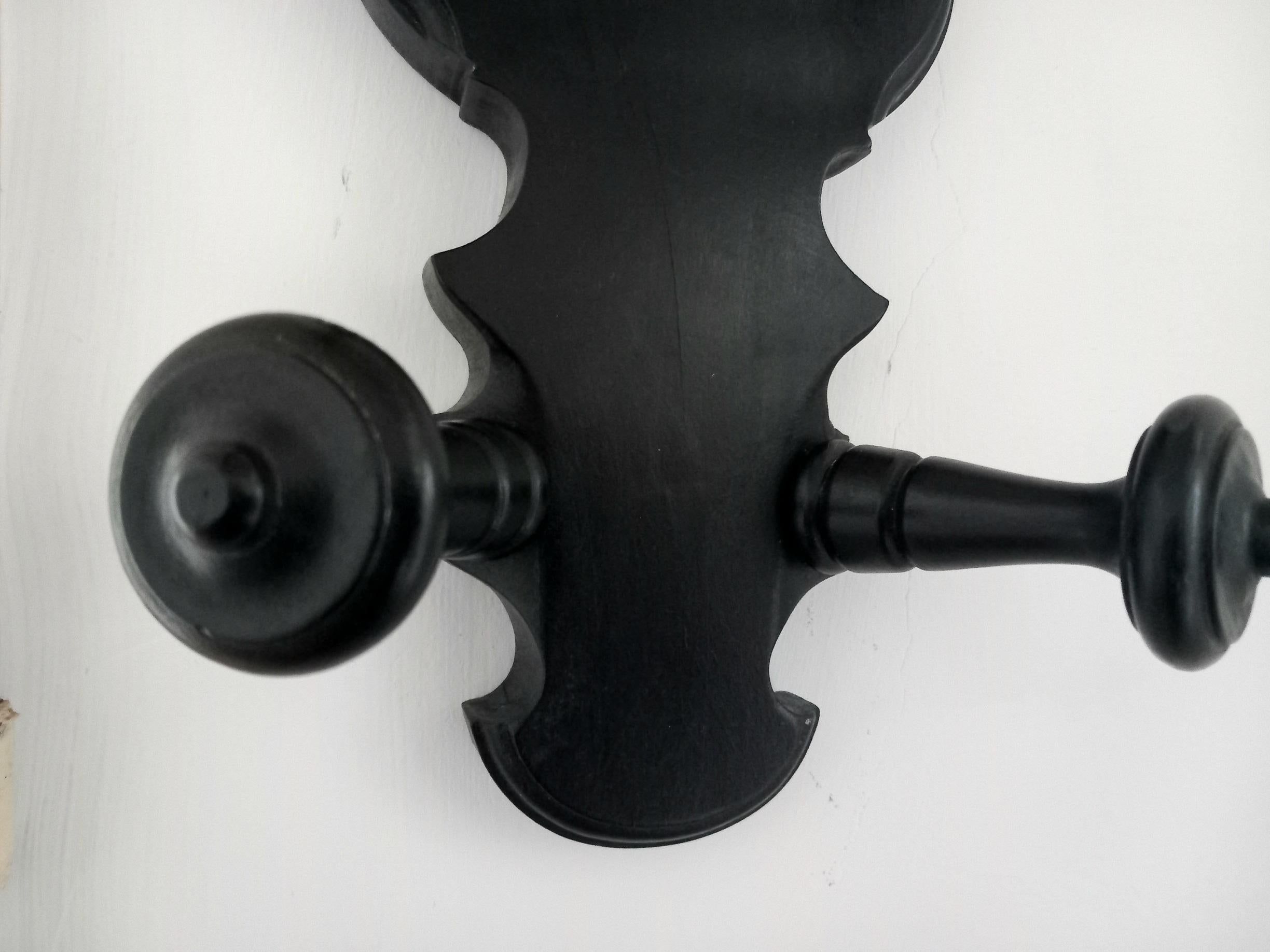 Corner Coat and Hat Rack Very Original, 19th Century Ebonized Chestnut Wood In Excellent Condition For Sale In Mombuey, Zamora