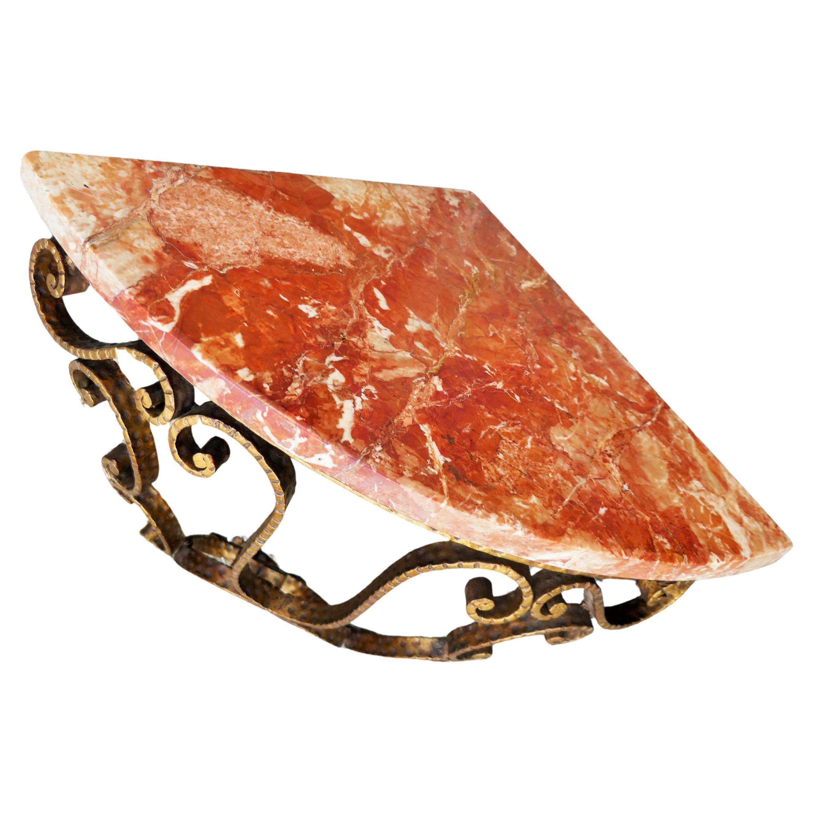 Moderne Console d'angle de Pier Luigi Colli avec base en marbre rouge de Vérone en vente