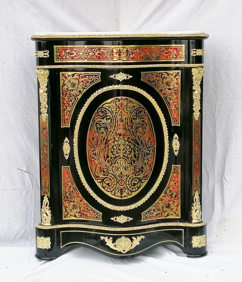 Corner Cupboard Cabinet Napoleon III in Boulle Marquetry, France, 19th Century 1