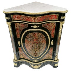 Corner Cupboard Cabinet Napoleon III in Boulle Marquetry, France, 19th Century