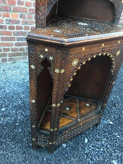 Corner Cupboard in Precious Wood Veneer, orientalist  Work, circa 1900-1930