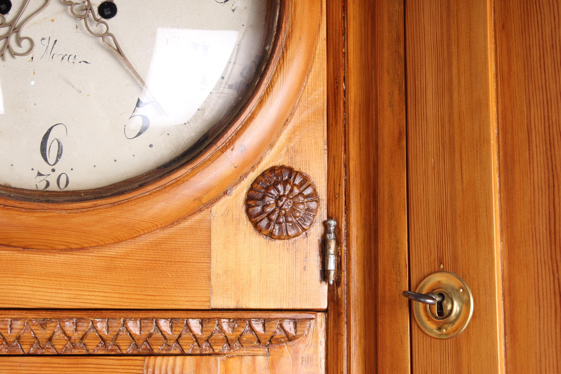 Louis XVI Corner Cupboard with Built in Grandfather Clock, Corner Secretaire, Sweden, 1800