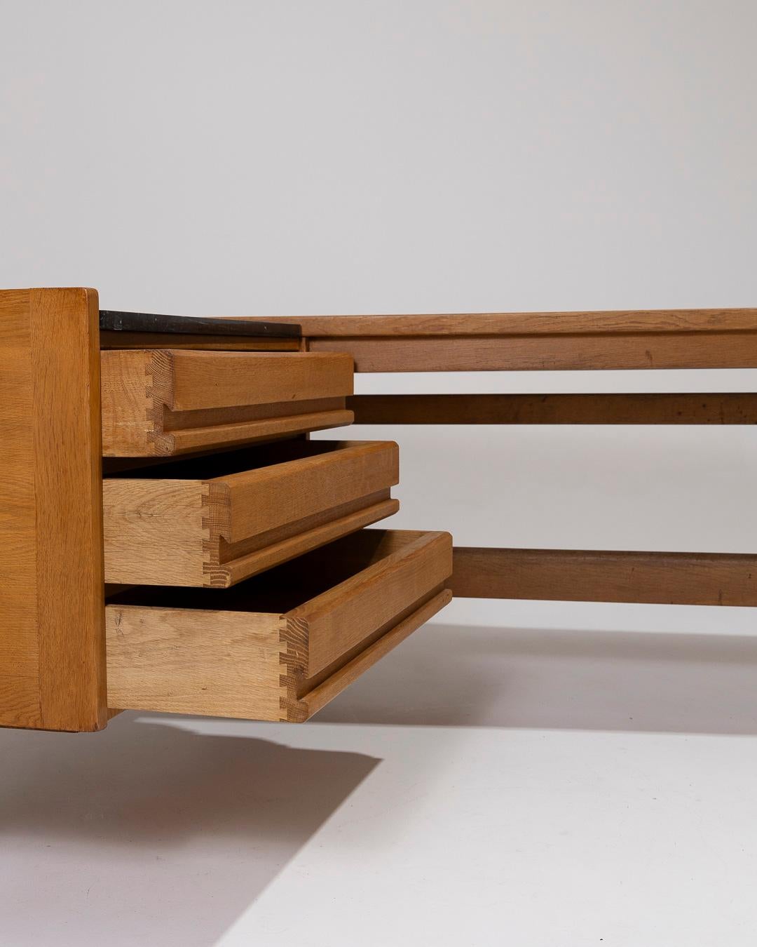Corner desk in oak by Guillerme and Chambron, 1950s 8