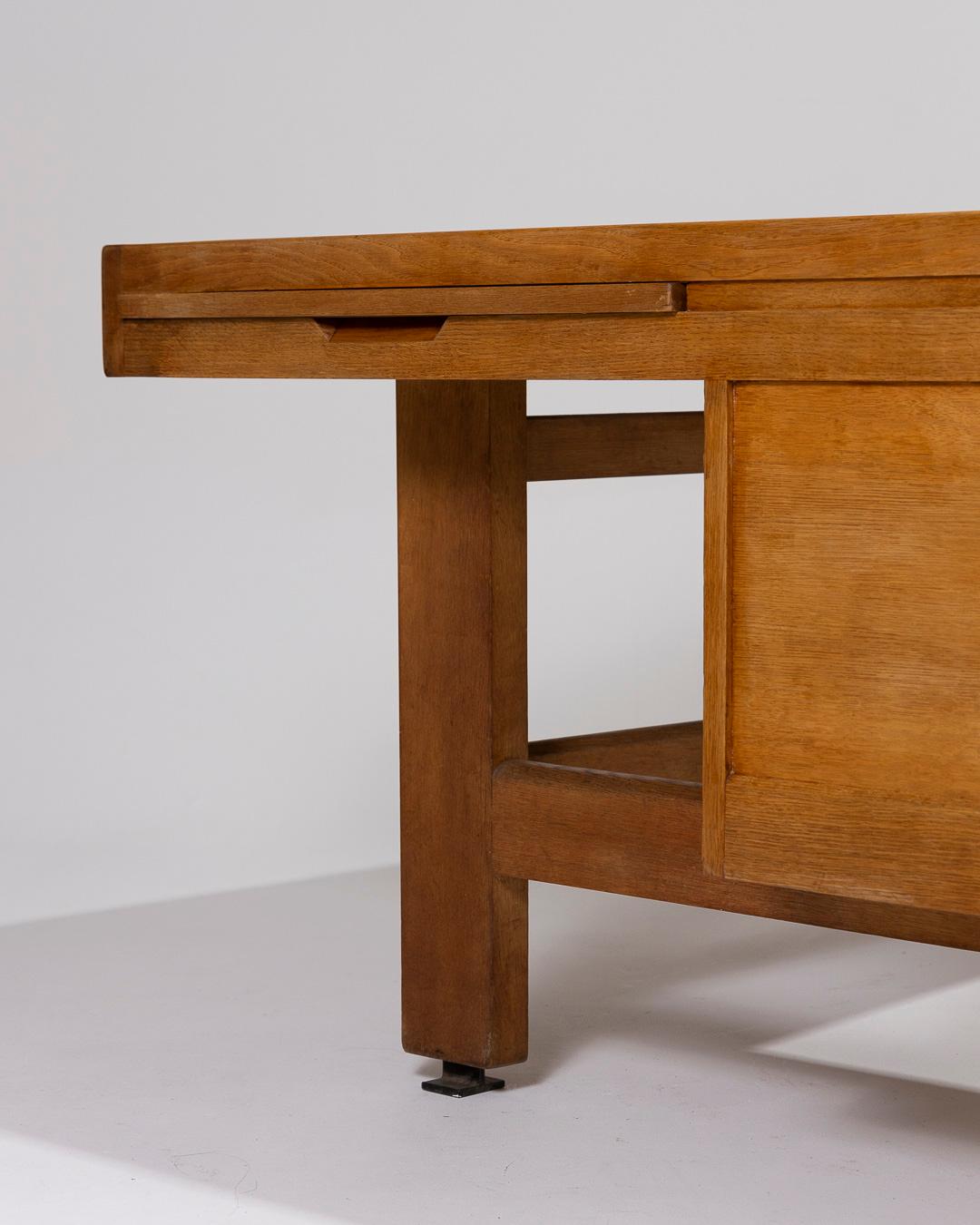 Corner desk in oak by Guillerme and Chambron, 1950s 11