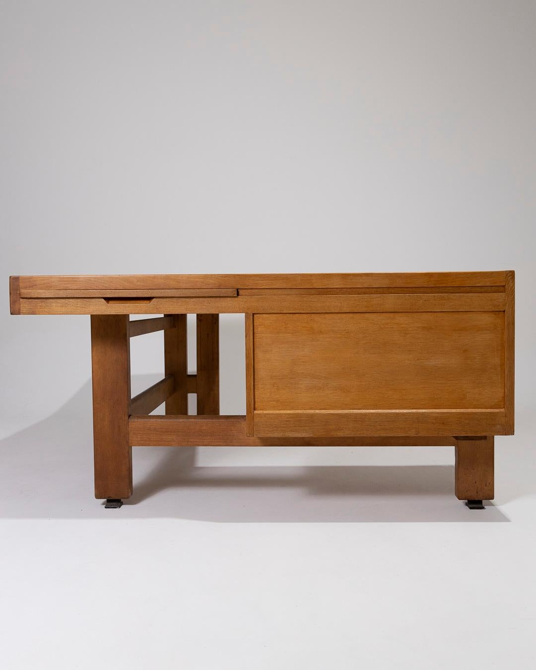 Corner desk in oak by Guillerme and Chambron, 1950s 2