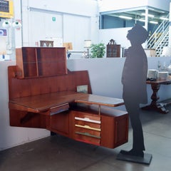 Corner Desk Sessile Oak Veneer Formica Glass, Italy, 1950s