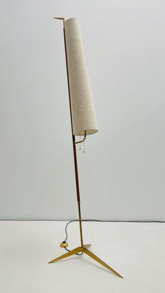 Corner floorlamp in brass and teak by Lunel