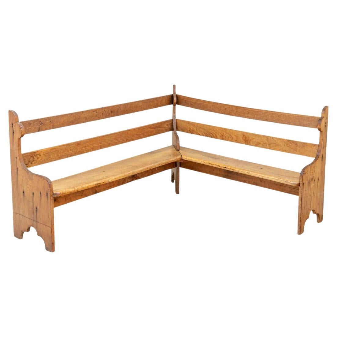 Antique Mixed Wood Children’s L Shaped Corner Bench For Sale