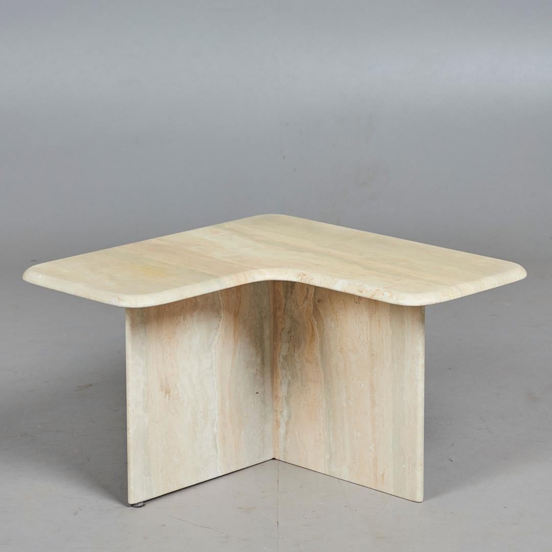 Corner Italian Travertine Coffee Table, 1970s 4