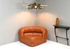 Corner Lounge Chair by Rossi di Albizzate in Cognac leather, Italy – 1970’s