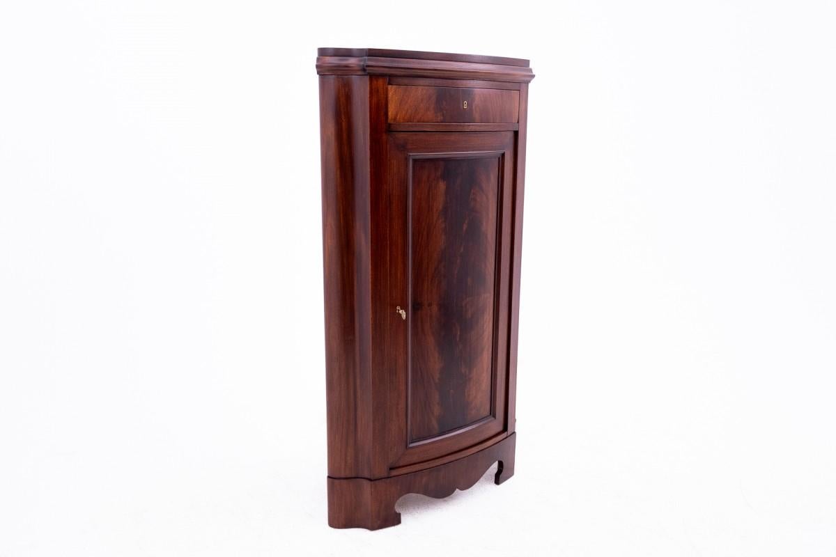 Un'antica cassettiera angolare risalente al 1880 circa, nel Nord Europa.

Il mobile è in ottime condizioni, dopo una ristrutturazione professionale.

Dimensioni: altezza 149 cm / larghezza 88 cm / profondità 59 cm