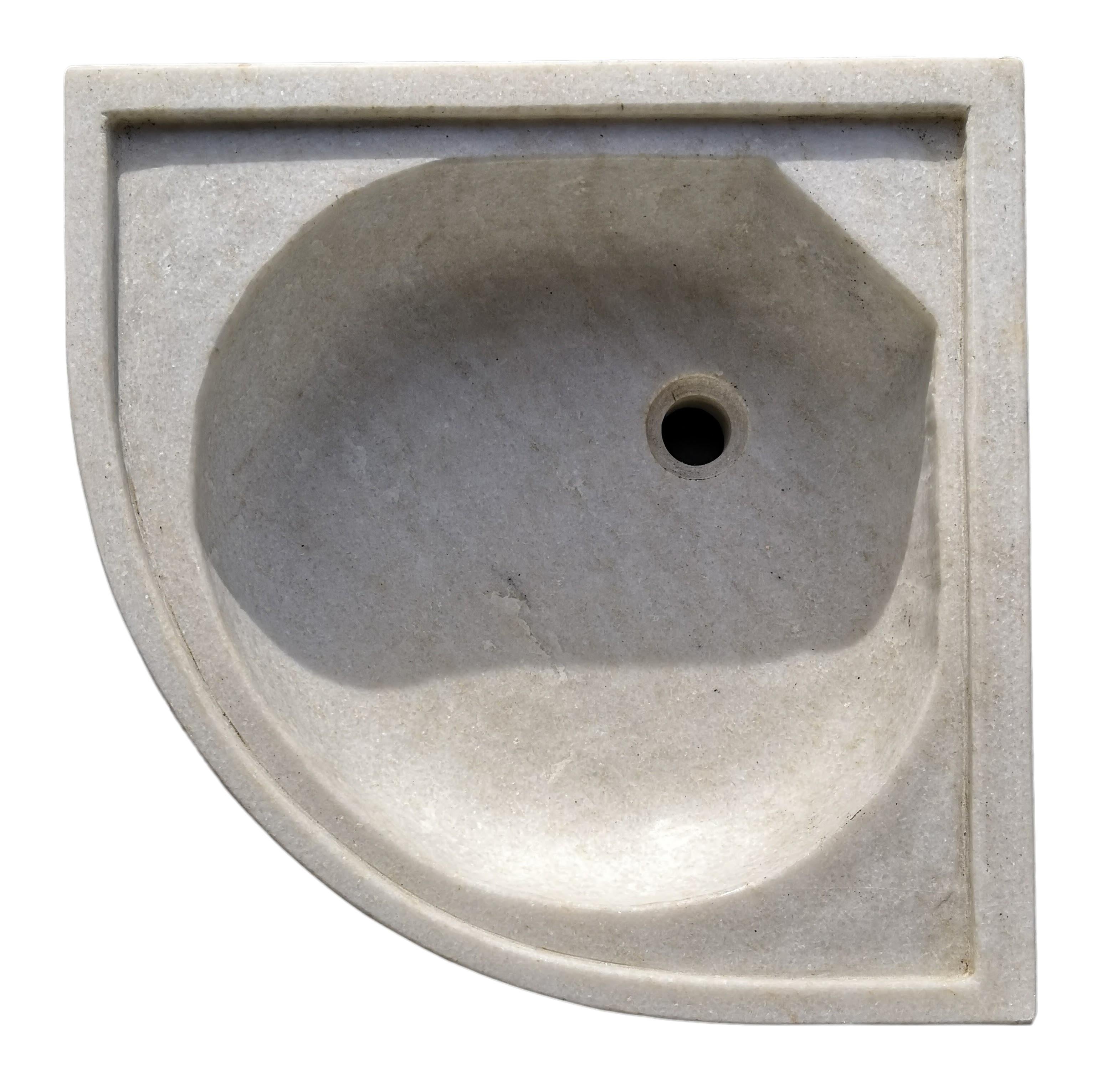 Classical Italian corner sink basin cut from one single block of white marble, these Greek/Roman designs quite happily suit either old or new properties.
55 kg

Custom sizing available if needed
