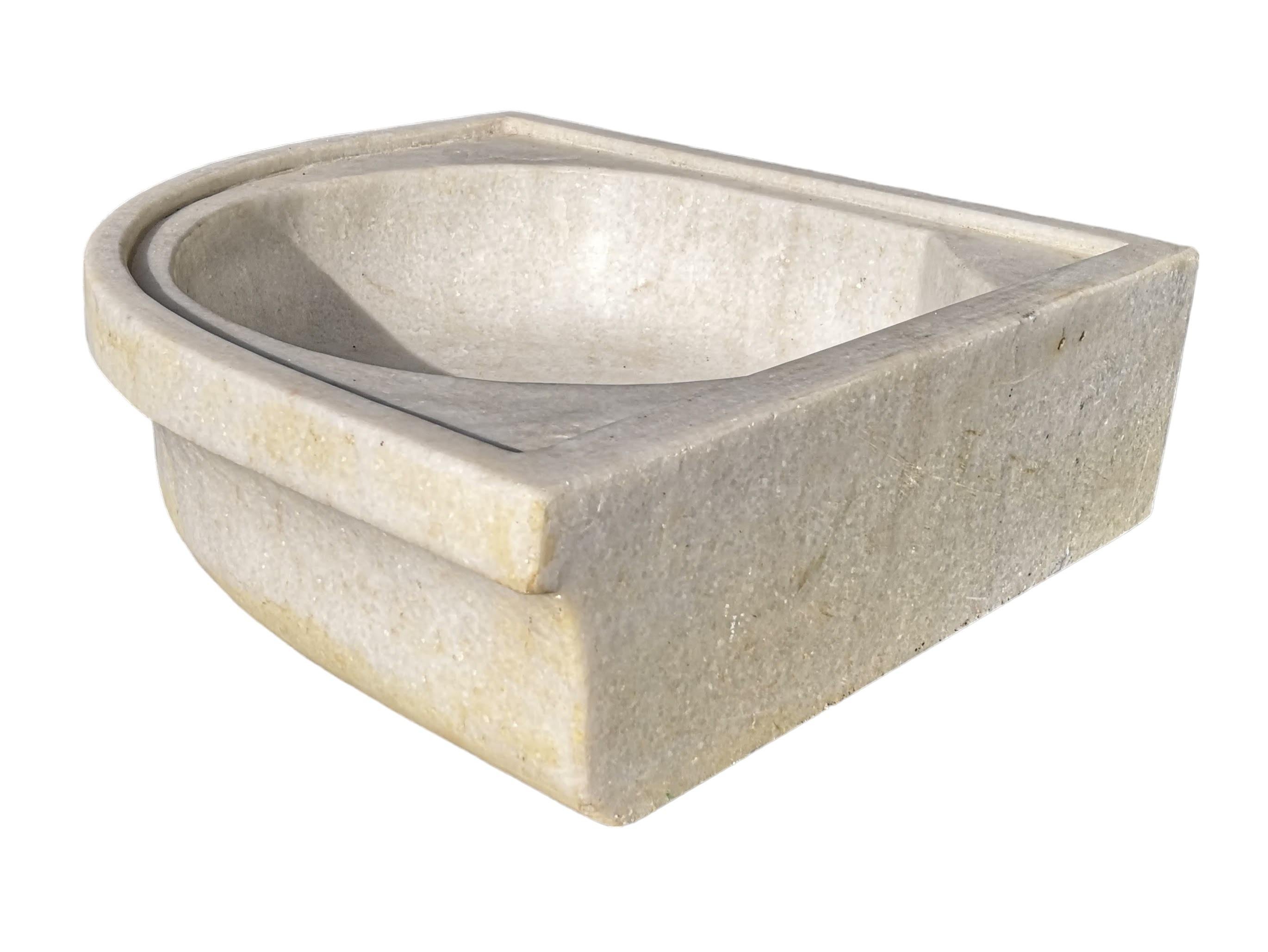 Classical Roman Corner Marble Stone Sink Basin For Sale